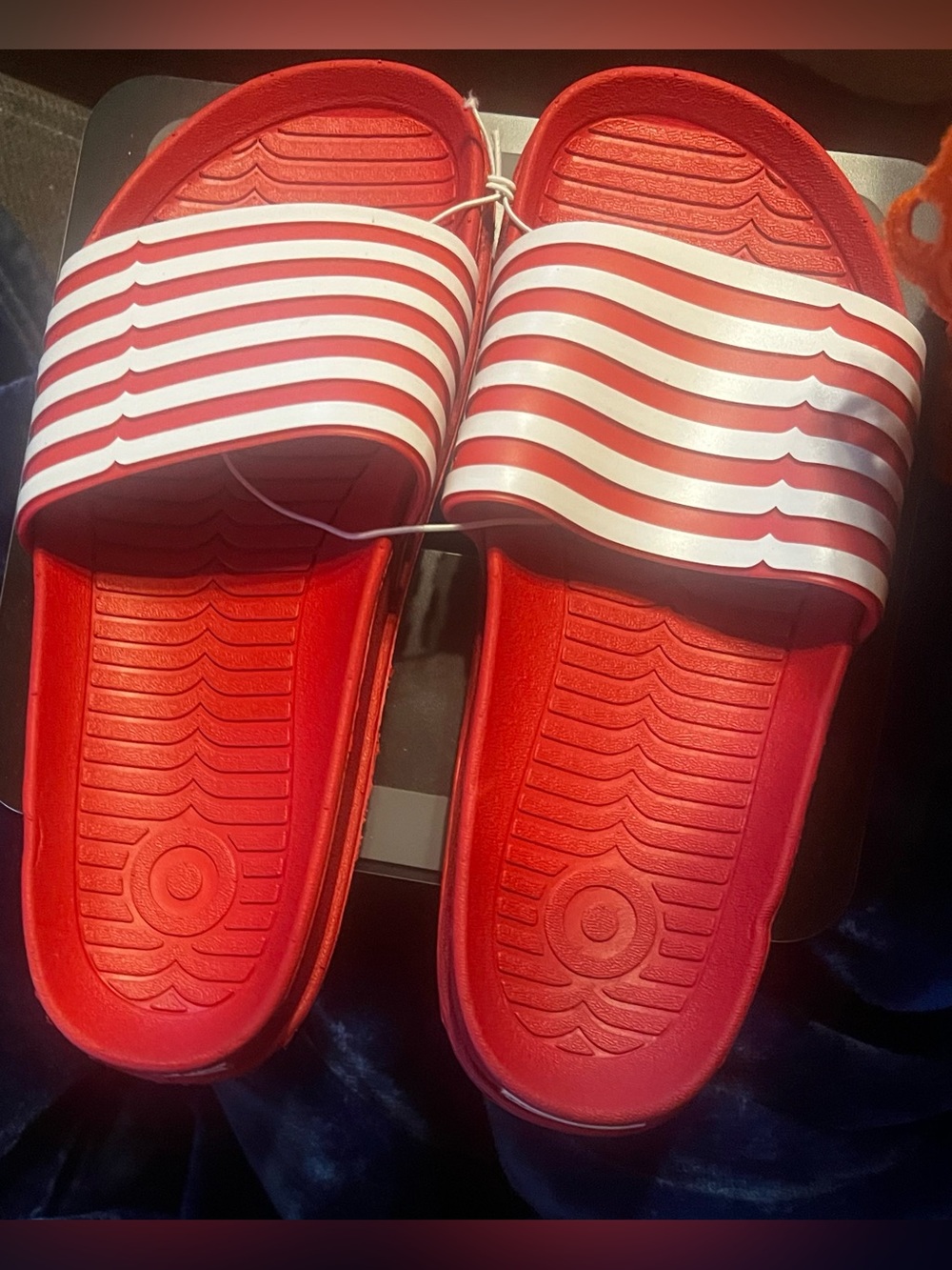 Hunter for Target Red and White Stripe Slide Sandals